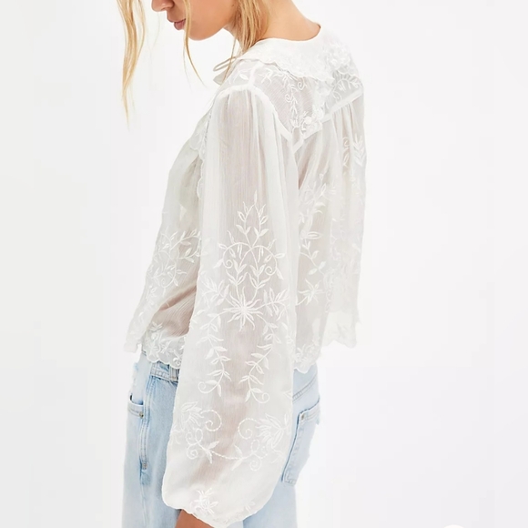 Free People Dreamer Girl Embroidered Blouse - Picture 2 of 7